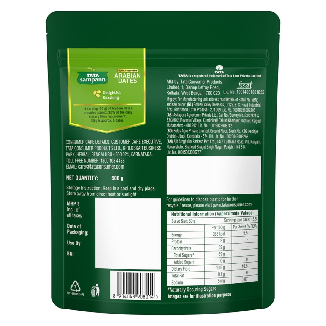 Tata Sampann
Premium Arabian Dates 500gm