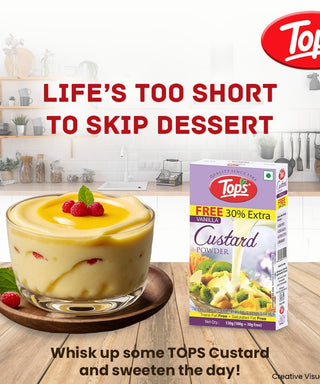 TOPS Custard Powder Vanilla - 100g + Free 30% Extra Mono Carton
