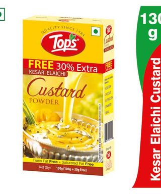 TOPS Custard Powder Kesar Elaichi - 100g + Free 30% Extra Mono Carton