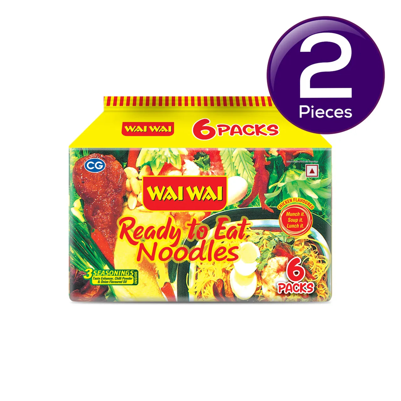 Wai Wai Ready to Eat Noodles, Chicken Masala Pack (6 in 1) 420 gms Combo