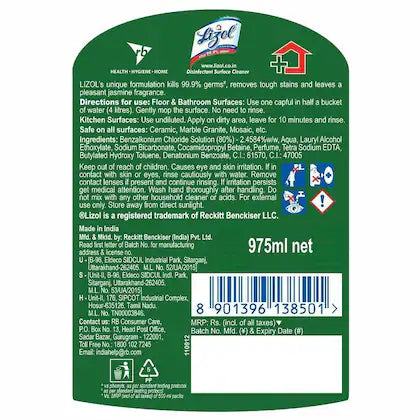 Lizol Jasmine Disinfectant Surface Cleaner 975 ml