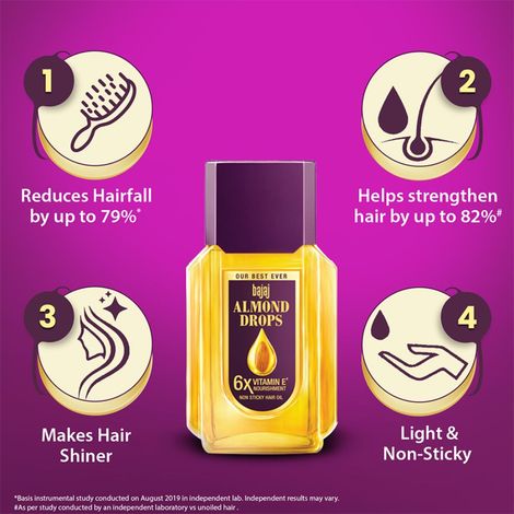 Bajaj Almond Drop Hair Oil Enrich with 6x Vitamin E, Reduces Hairfall,200ml