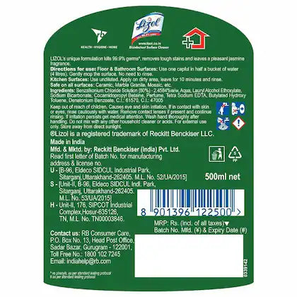 Lizol Jasmine Disinfectant Surface Cleaner 500 ml