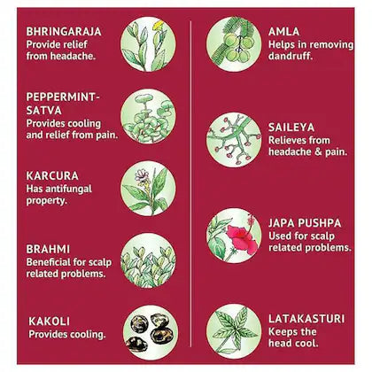 Navratna Ayurvedic Cool Oil With 9 Ayurvedic Herbs Relieves Headache, Fatigue Hair Oil, 300 Ml
