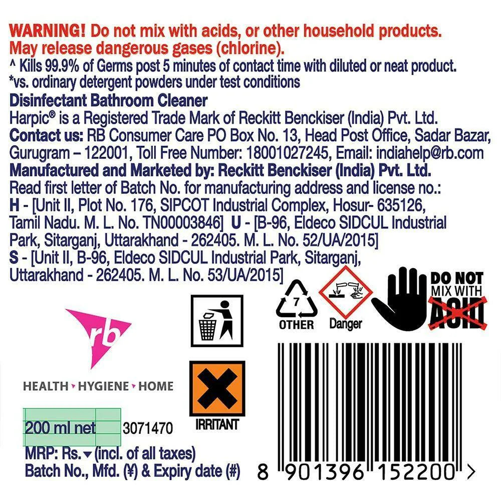 Harpic Floral Disinfectant Bathroom Cleaner 200 ml