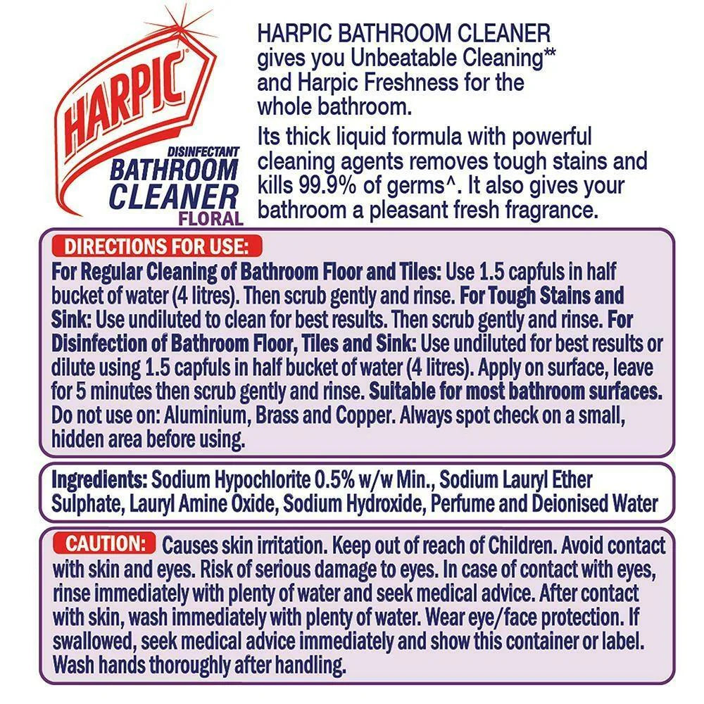 Harpic Floral Disinfectant Bathroom Cleaner 200 ml