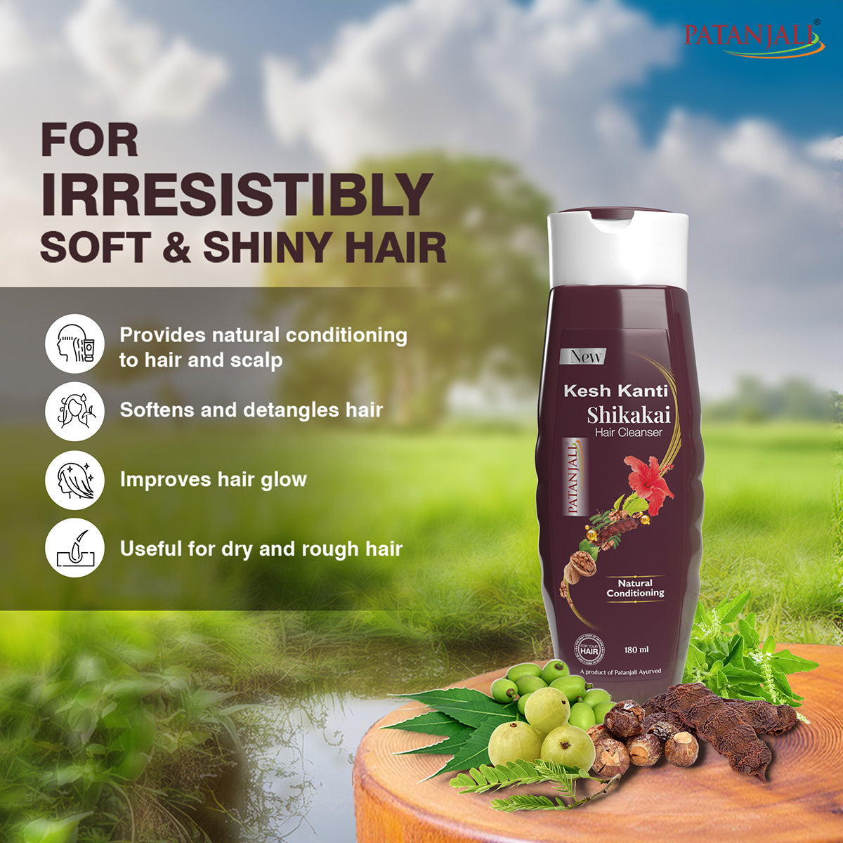 Patanjali Kesh Kanti Shikakai Hair Cleanser 180ml