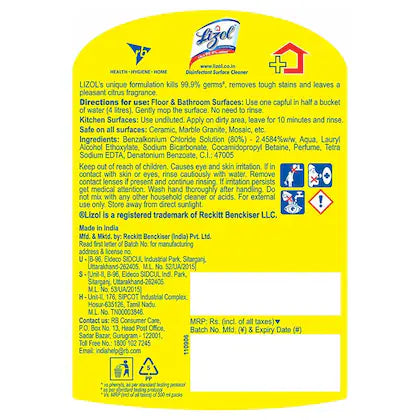 Lizol Citrus Disinfectant Surface Cleaner 1 L