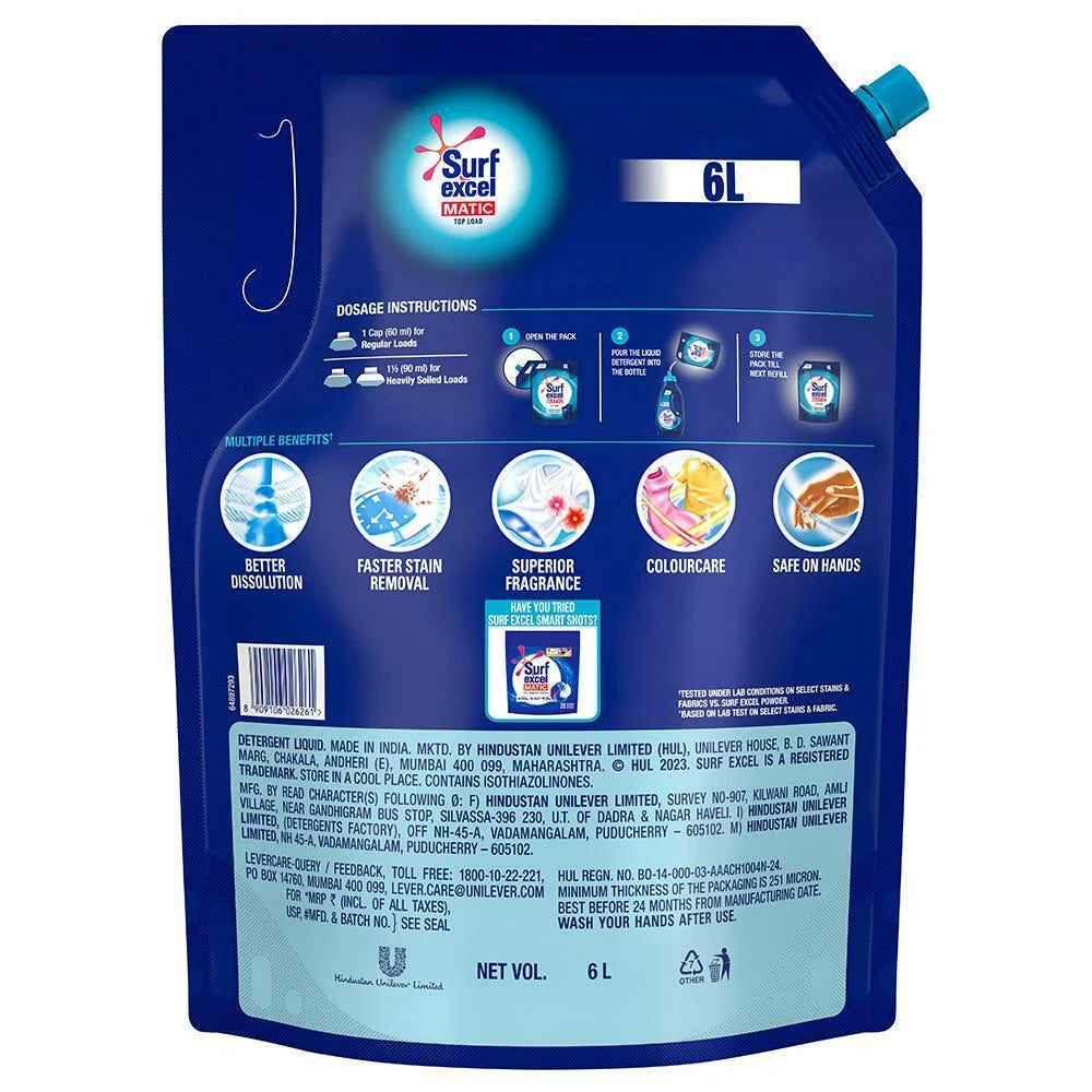 Surf Excel Matic Top Load Liquid Detergent 6 L
