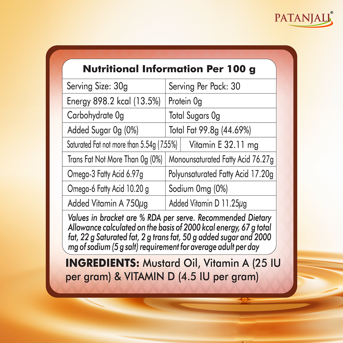 Patanjali Kachi Ghani Mustard Oil 1 ltr