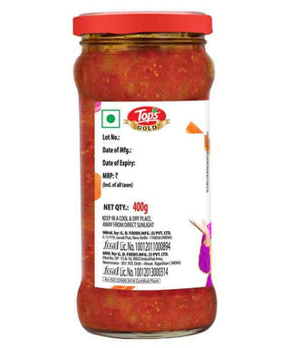 TOPS Gold Khatta Meetha Pickle - 400g. Glass Bottle